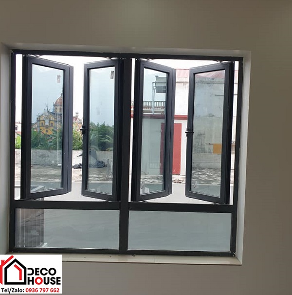 Cửa sổ nh&ocirc;m Việt Ph&aacute;p 4 c&aacute;nh mở quay đẹp