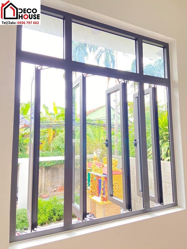 Mẫu cửa sổ mở quay 4 c&aacute;nh nh&ocirc;m Việt Ph&aacute;p gi&aacute; rẻ