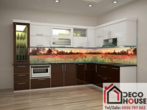 Tranh Kính 3D Ốp Bếp Hoa Đẹp