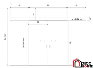 Kích thước cửa kính cường lực 2 cánh chuẩn phong thủy