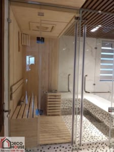 Vách kính cường lực phòng xông hơi