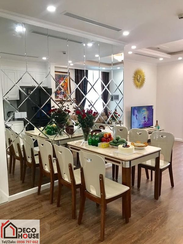 Gương dán tường phòng bếp đẹp