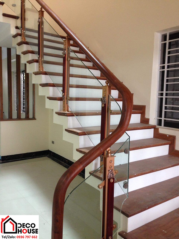 Mẫu lan can kính cầu thang Từ Liêm