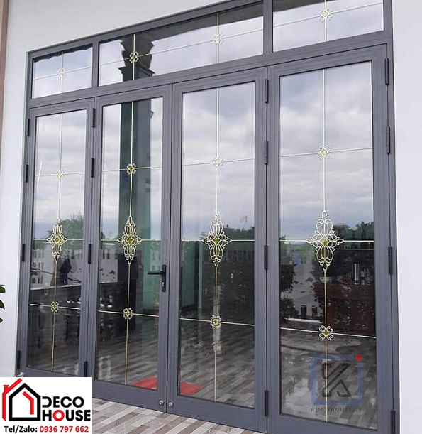 Cửa nhôm Xingfa kính hộp nan trang trí