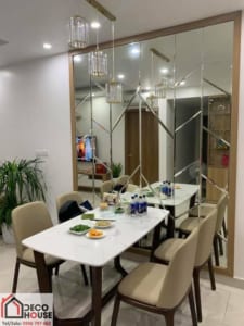 Làm gương ghép ô dán tường phòng ăn