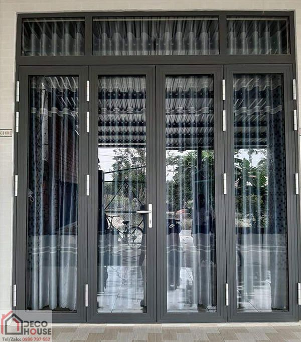 Cửa nhôm kính Xingfa 4 cánh màu đen đẹp