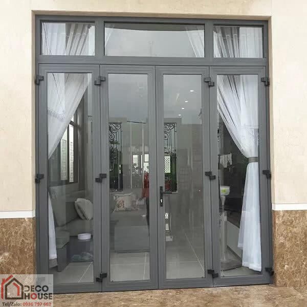 Cửa nhôm Xingfa 4 cánh màu ghi xám