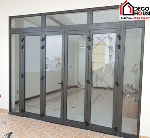 Cửa nhôm Xingfa màu ghi 4 cánh