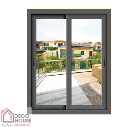 Cửa sổ mở trượt 2 cánh nhôm Xingfa màu đen nhám 