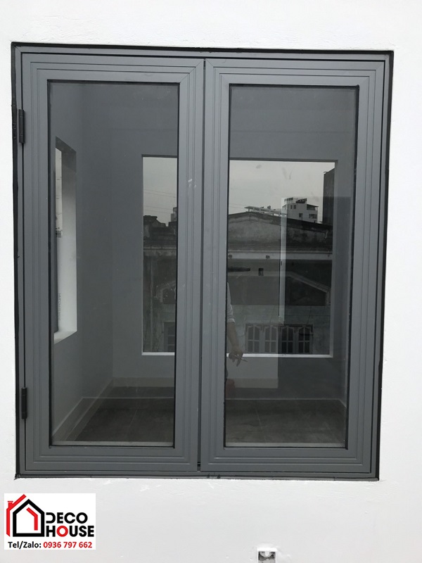 Cửa sổ nhôm Xingfa 2 cánh màu ghi