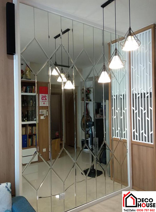 Gương ghép trang trí phòng khách giá rẻ
