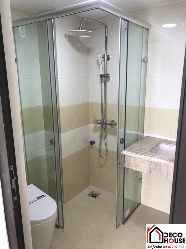 Làm cabin vách kính nhà tắm cửa lùa kịch tràn